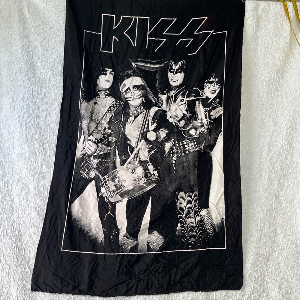 KISS 76 Tour Wall Hanging Cloth Banner Poster 34x54 Black White Large Vintage